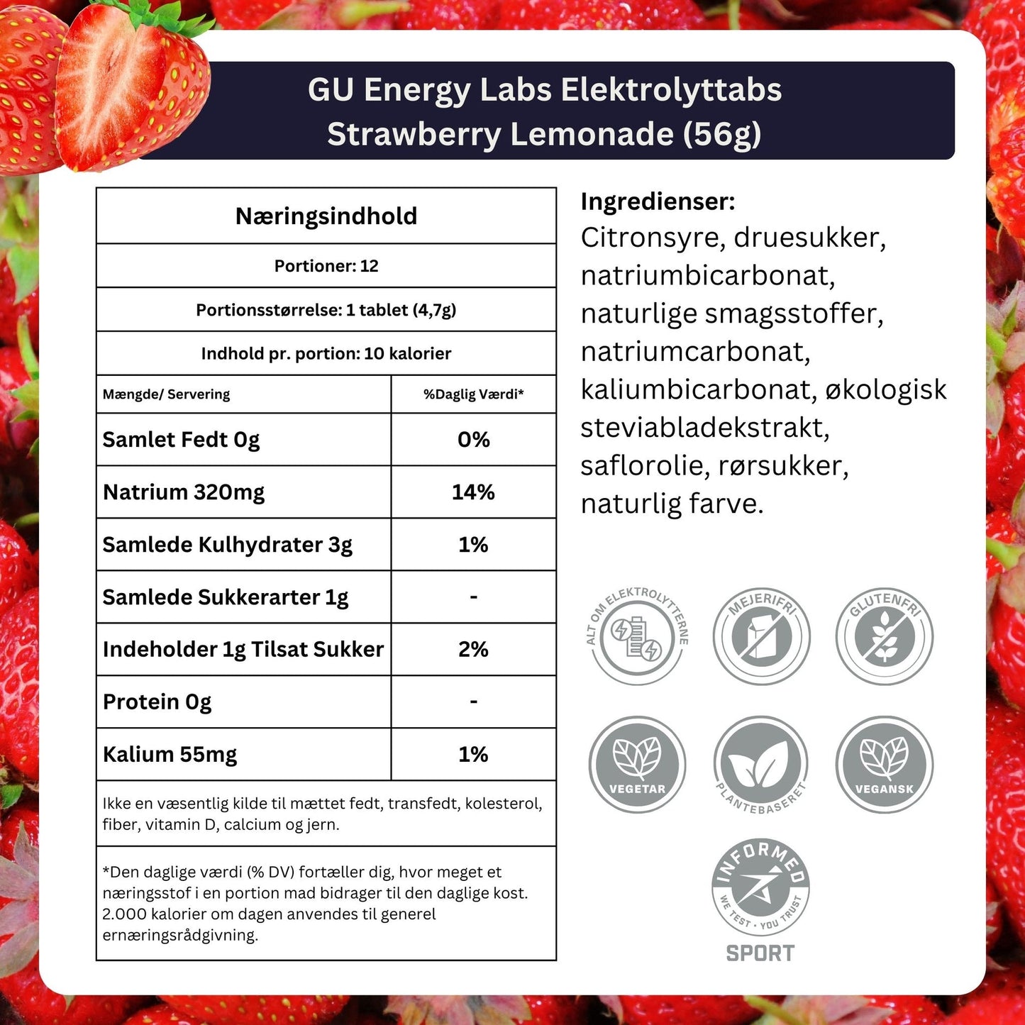 GU Energy Elektrolyttabs Strawberry Lemonade 56g. DATOVARE