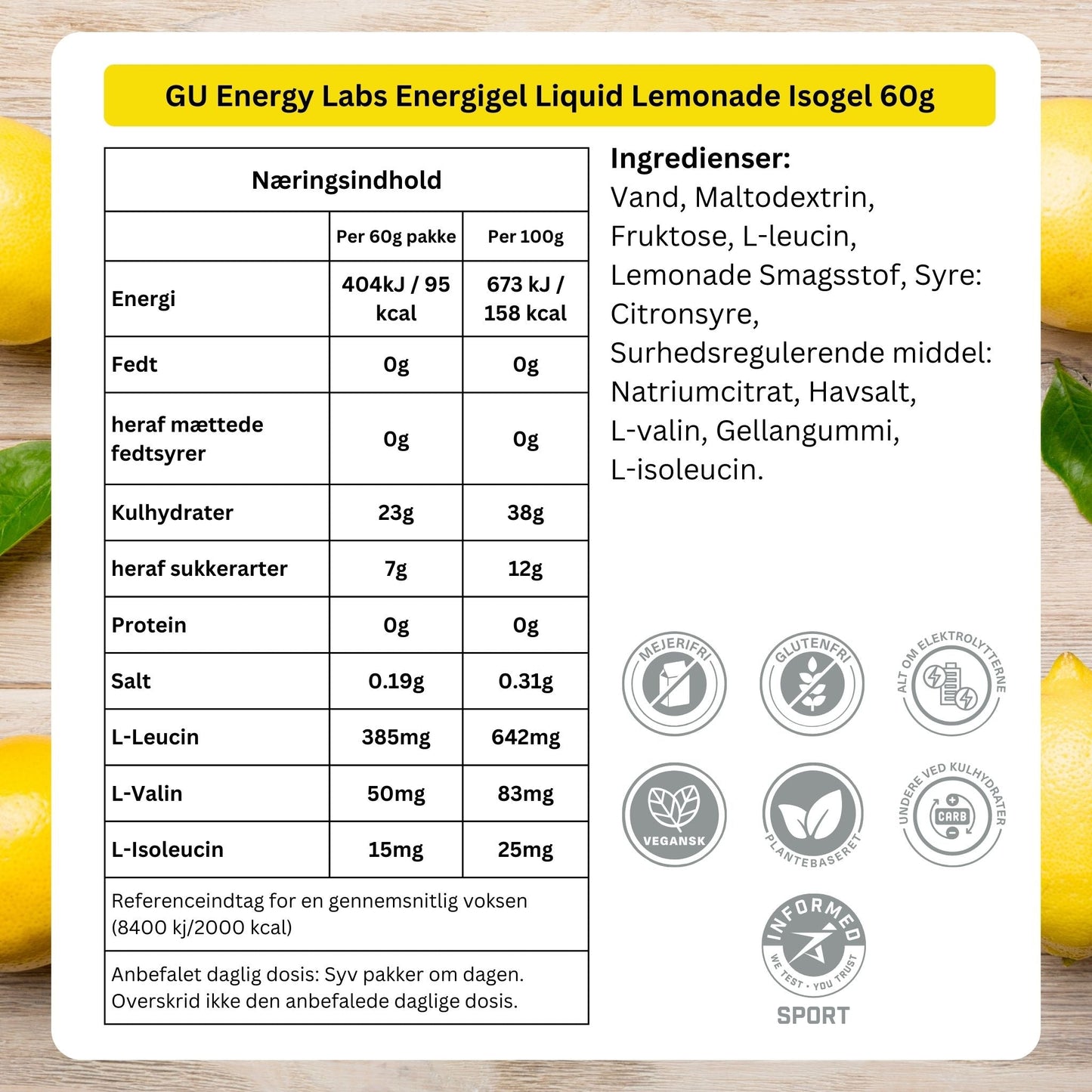 GU Energy Energigel Liquid Lemonade Isogel (12 x 60g)