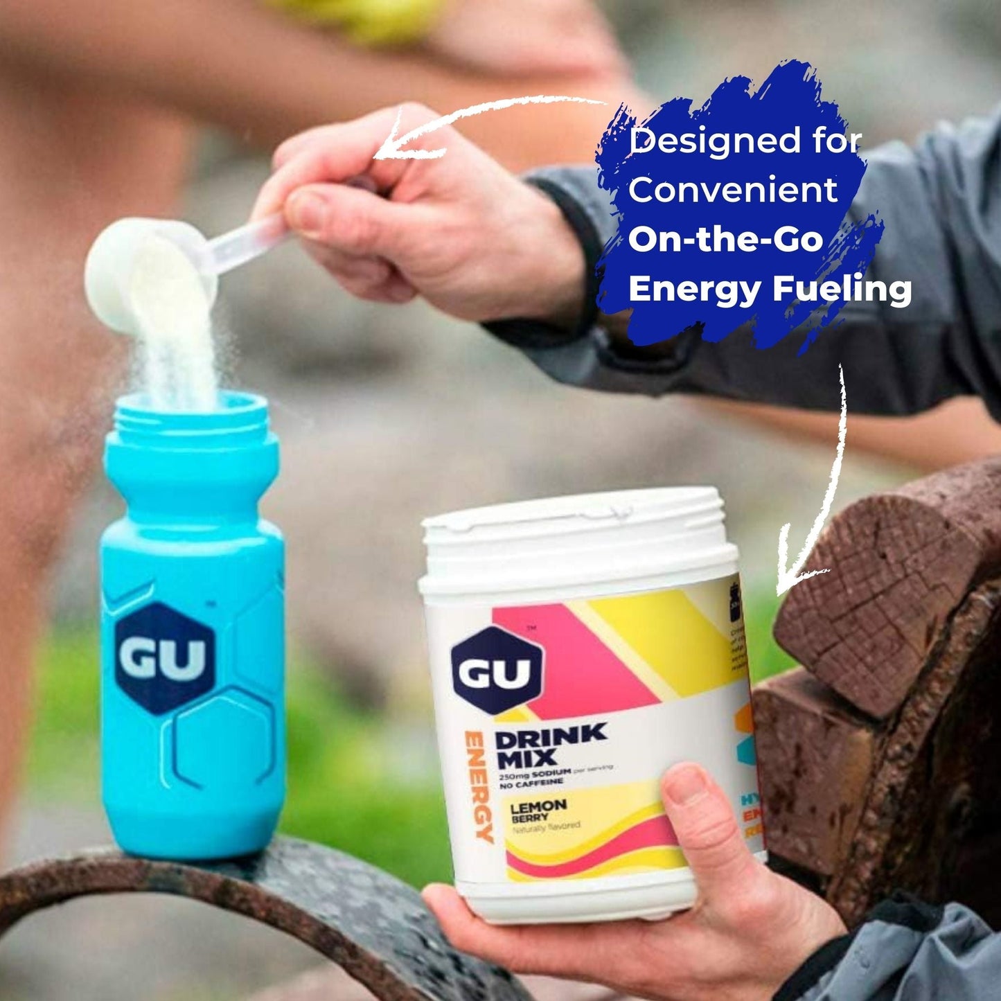GU Energy Labs Energidrik Drink Mix Lemon Berry 30 portioner DATOVARE - Measuring Scoop - Water bottle