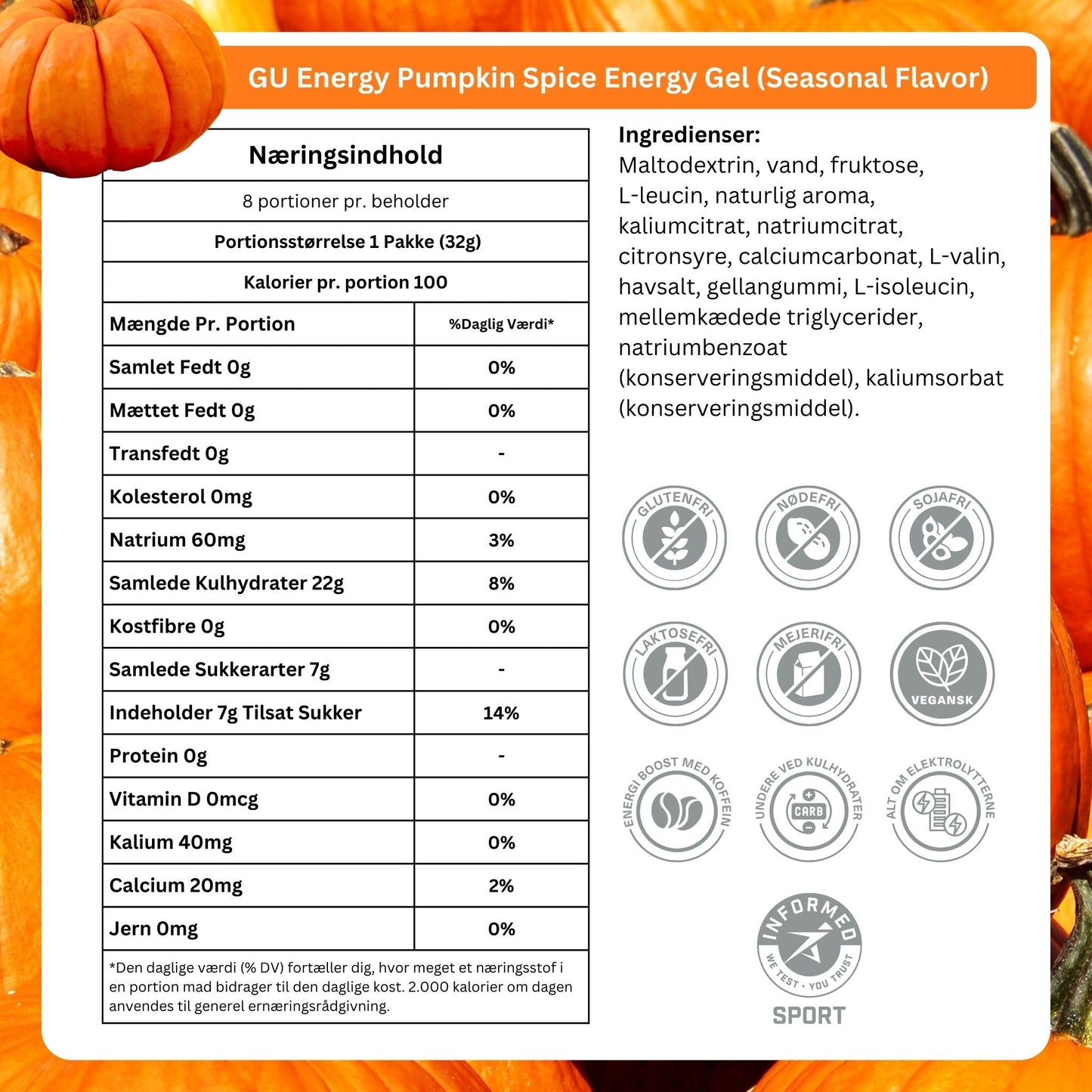 GU Energy Energigel Pumpkin Spice (8x32g) DATOVARE