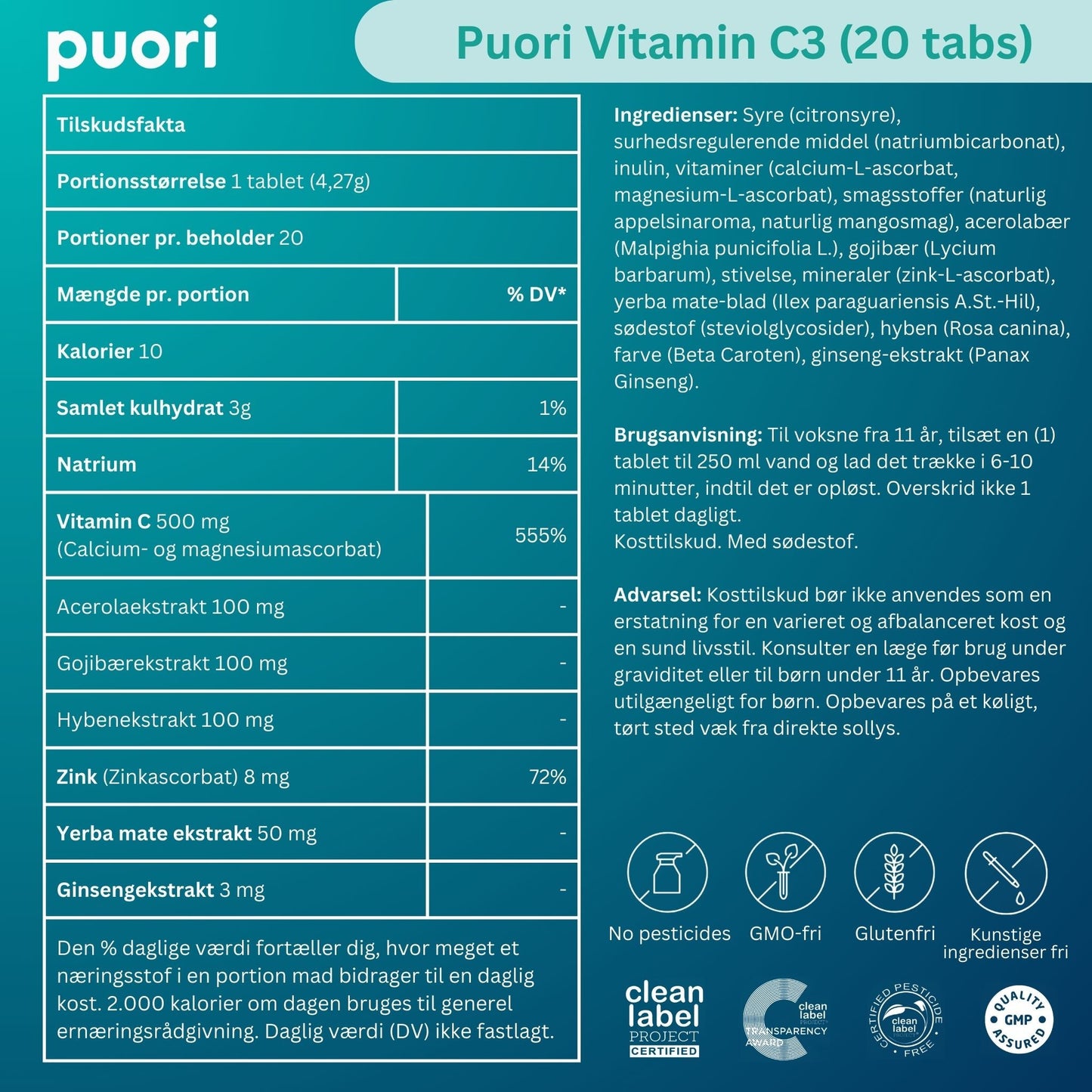 Puori Vitamin C3 (20 tabs)