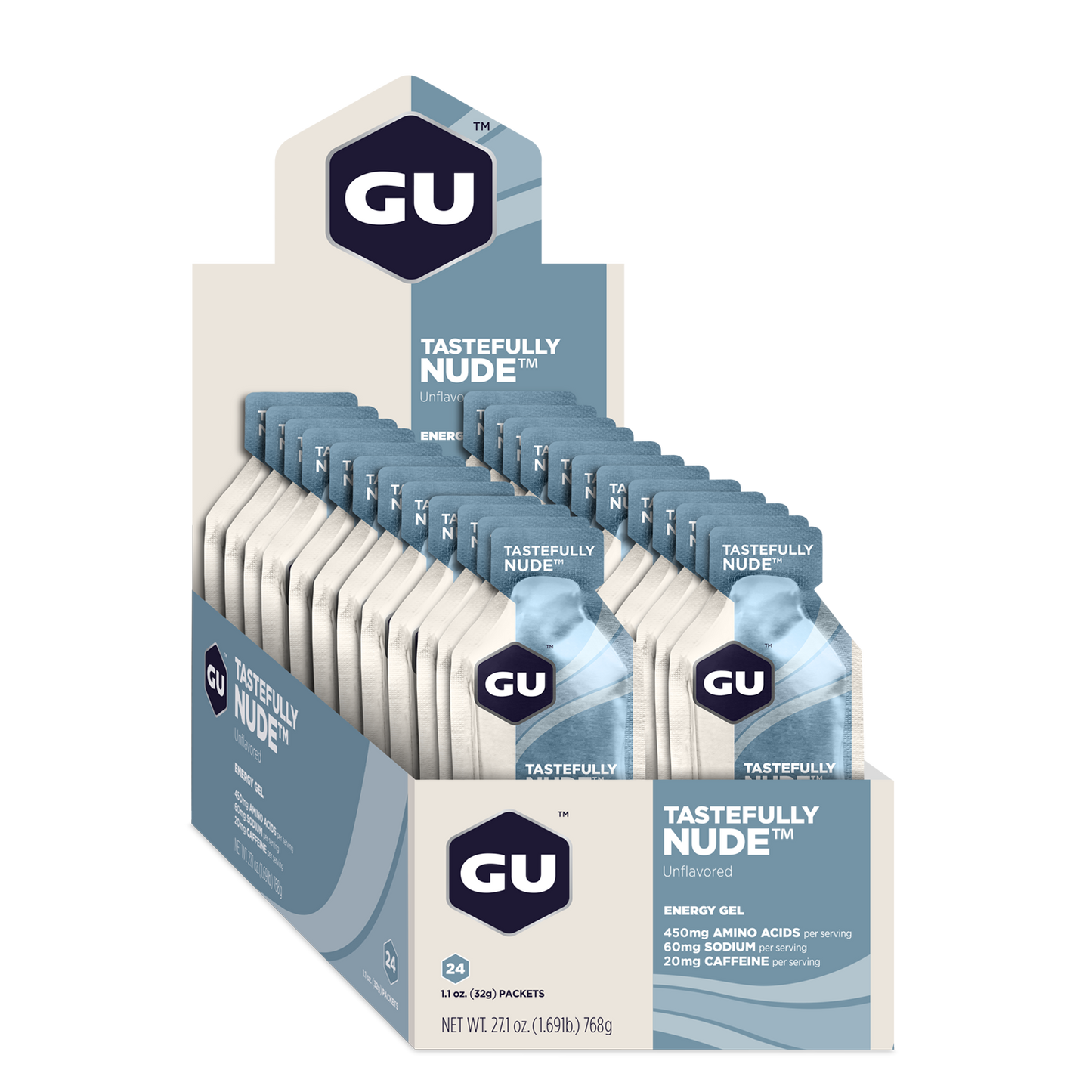 GU Energy Energigel Tastefully Nude med koffein (24x32g)
