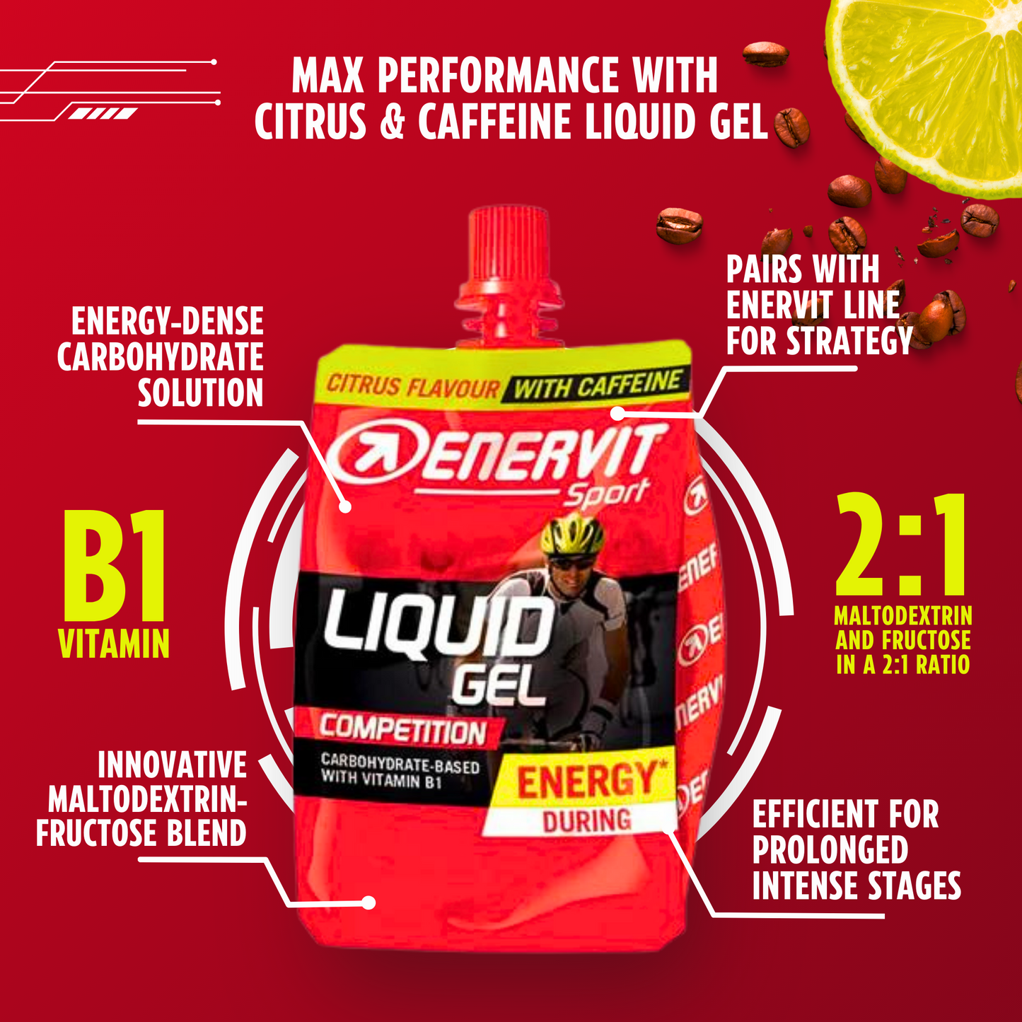 Enervit Sport Liquid Gel Comp Citrus with Caffeine 60ml