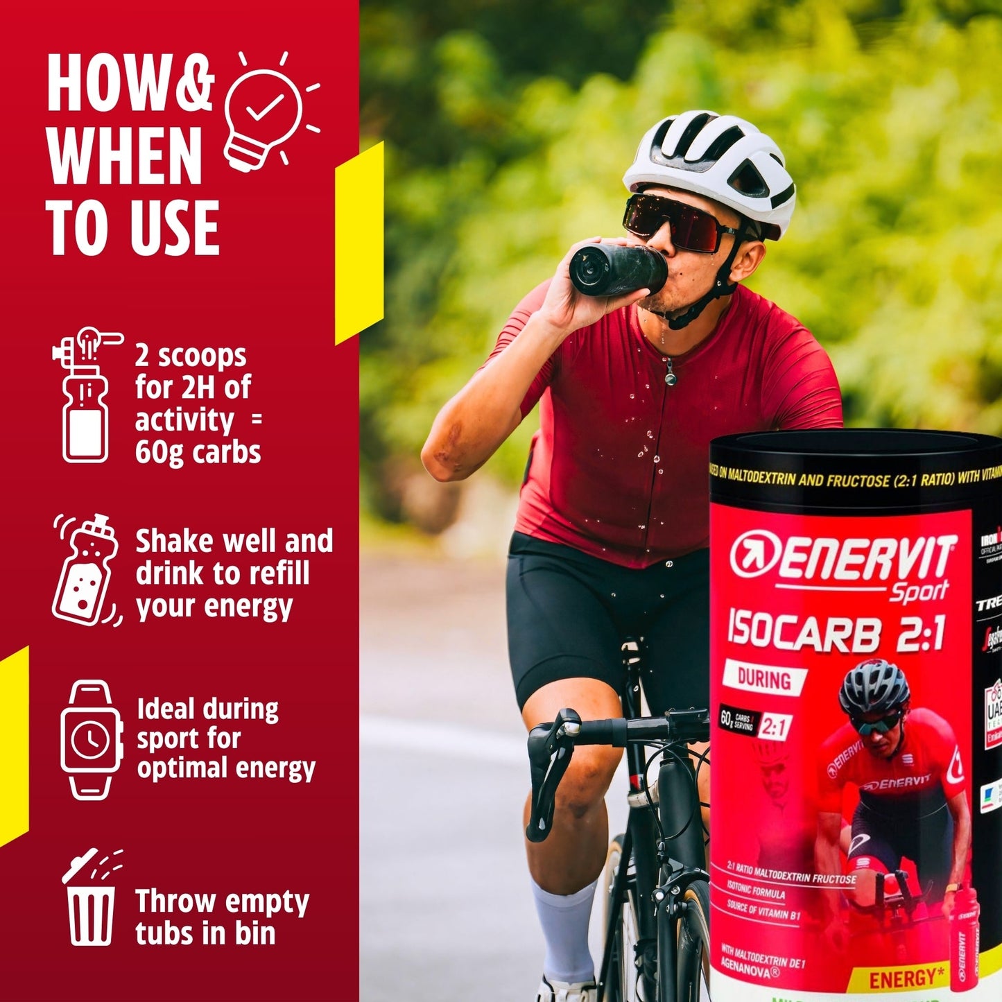 Enervit IsoCarb C21 Pro Isotonic Drink Powder, Mild Lemo - Instructions