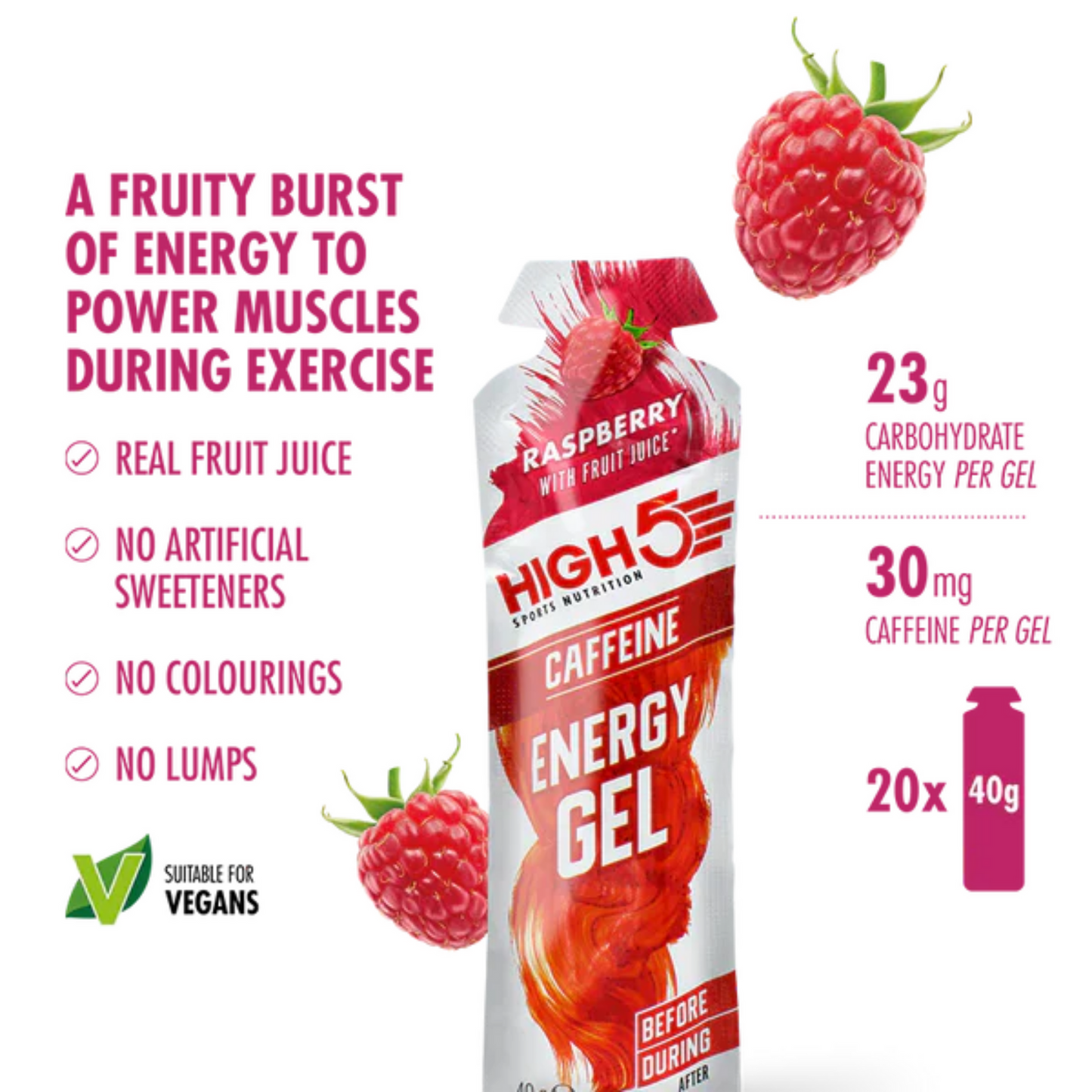 High5 Energigel Koffein Raspberry (20x40g)