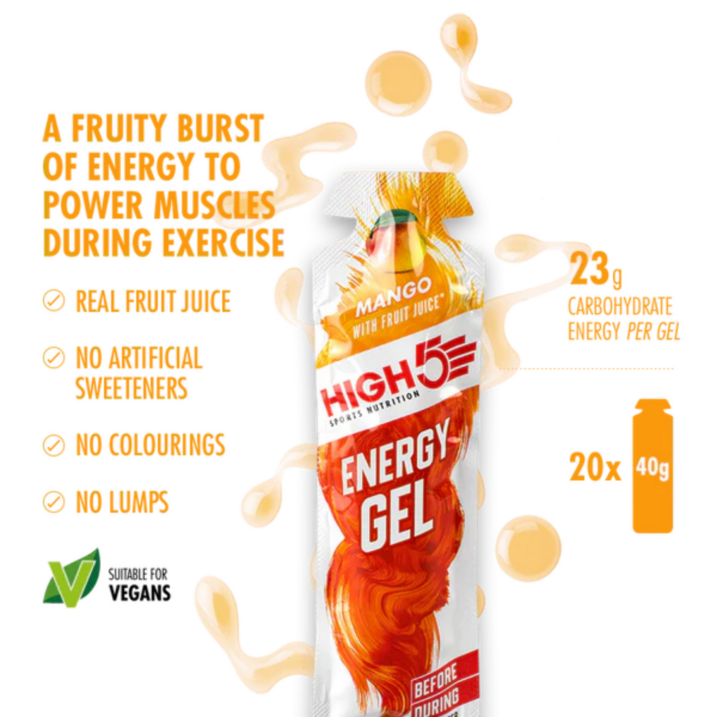 High5 Energigel Mango 40 g x 20 stk. DATOVARE