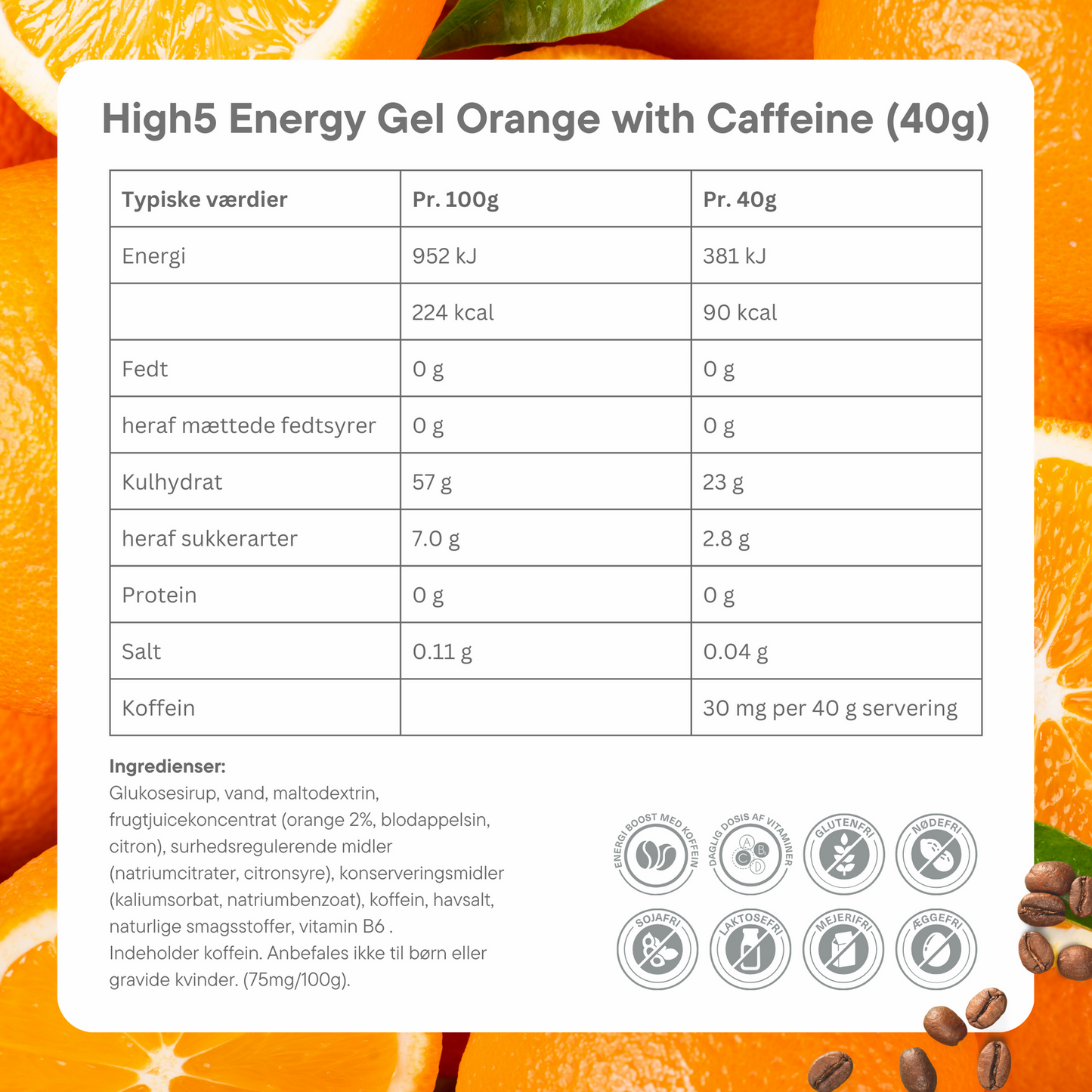 High5 Energigel Caffeine Orange (20x40g) DATOVARE