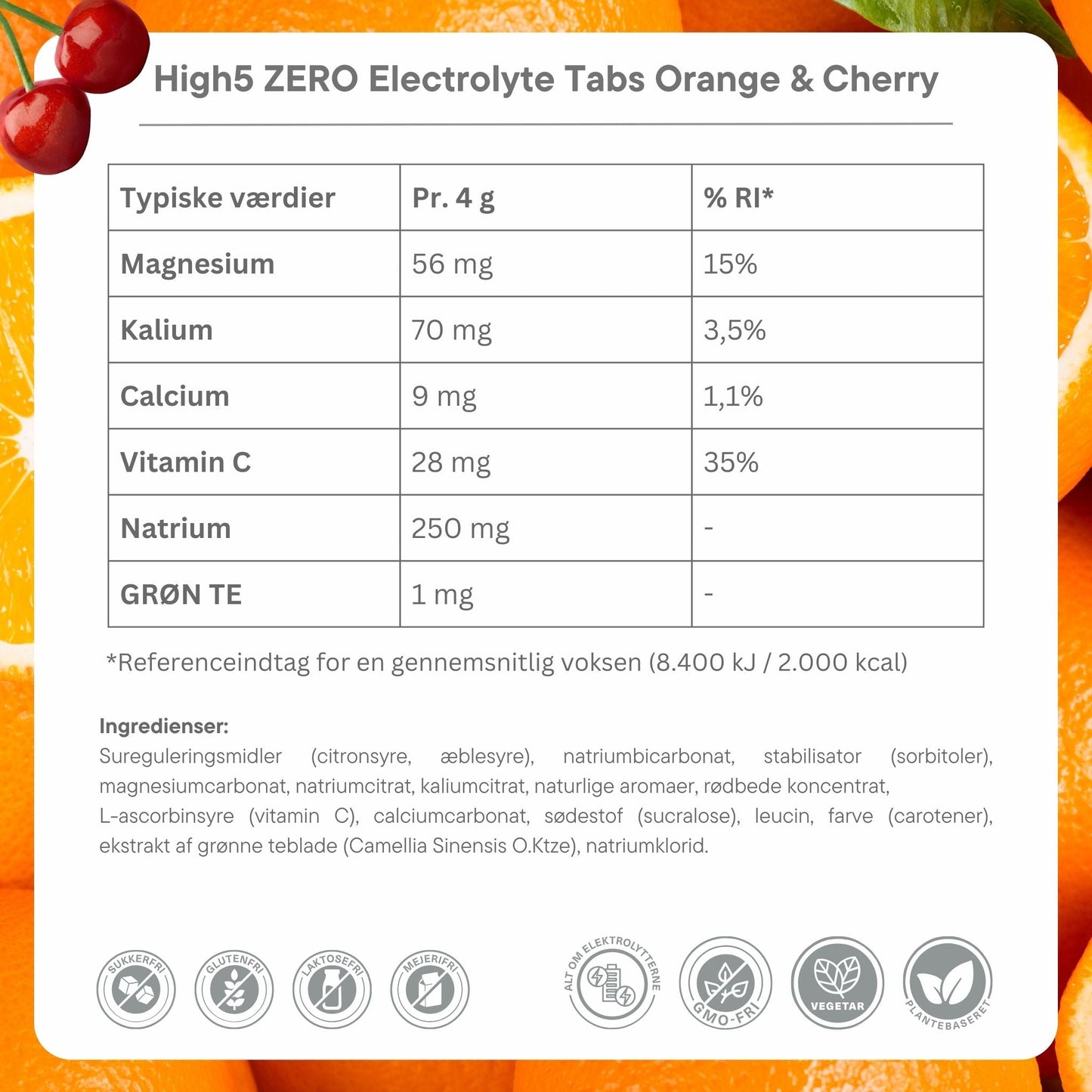 High5 ZERO Elektrolyttabs Orange & Cherry (8x20 tabs)