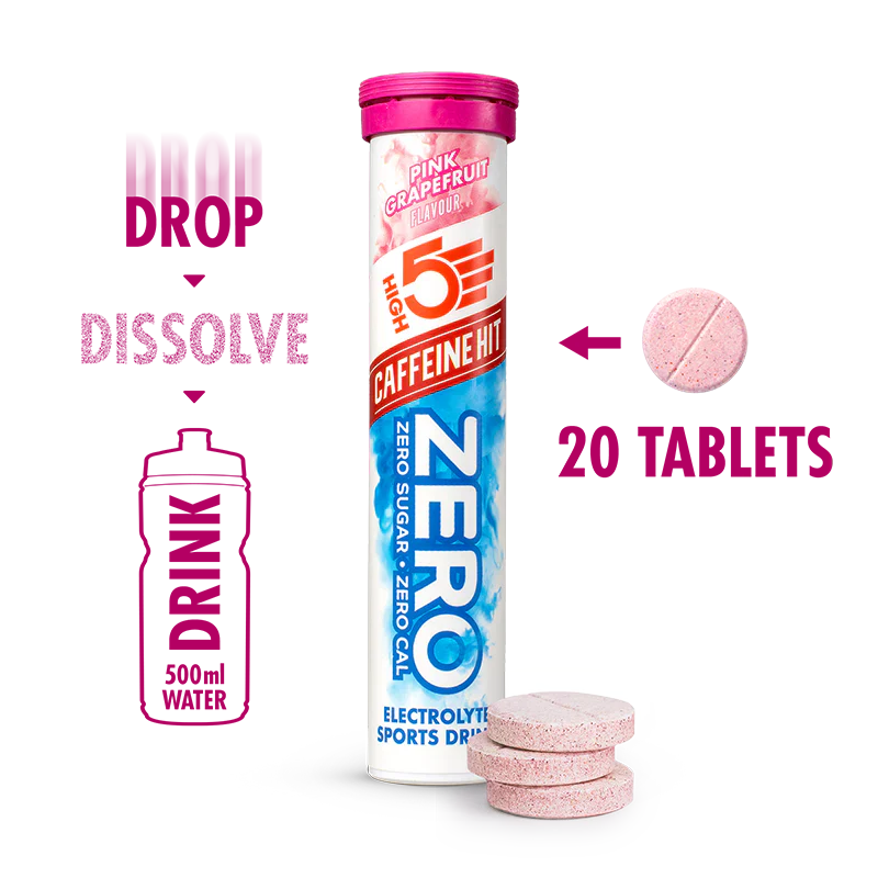 High5 Elektrolyttabs ZERO Pink Grapefruit Caffeine Hit (20 tabs) DATOVARE
