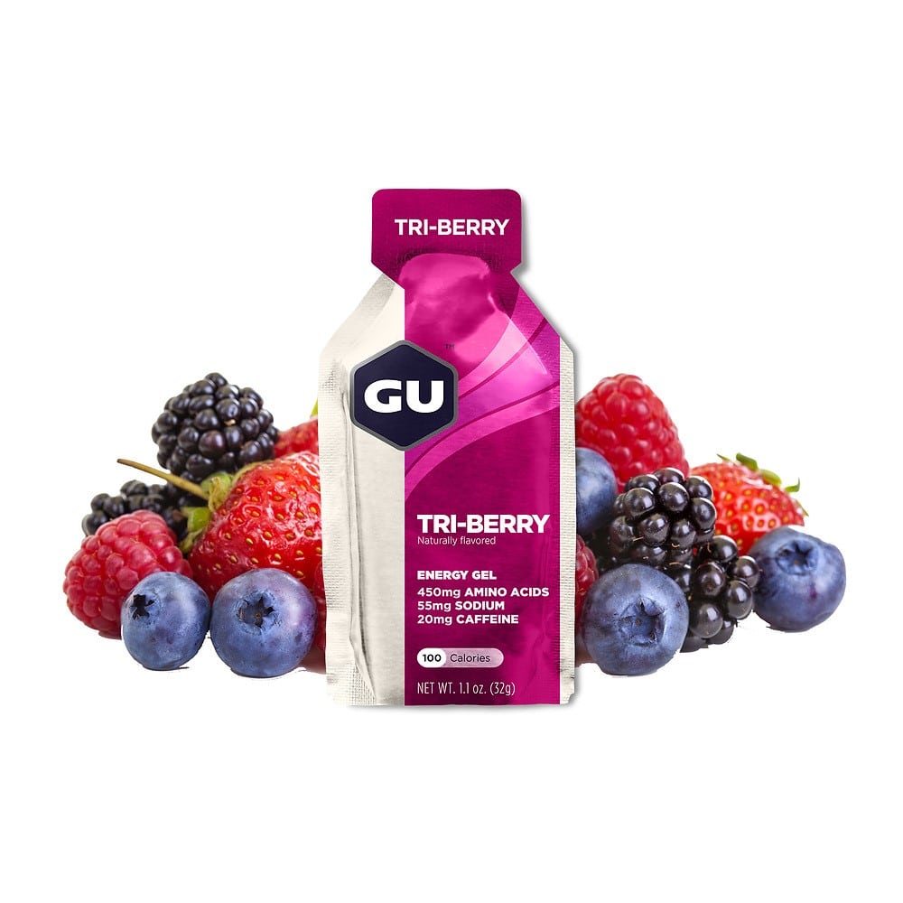 GU Energy Energigel Tri-berry med koffein (24 x 32g) DATOVARE