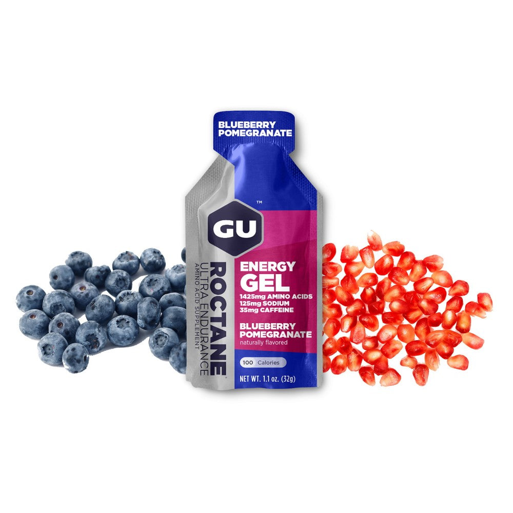 GU Energy Energigel Roctane Blueberry Pomegranate med koffein (24 x 32g) DATOVARE